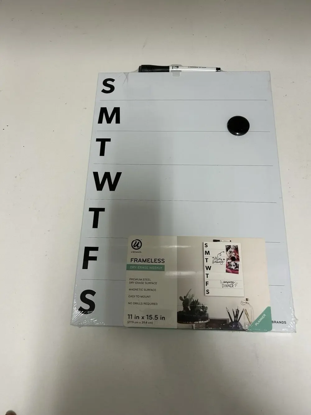 U Brands Frameless Dry Erase Board Weekly 11 in x 15.5 in - NEW